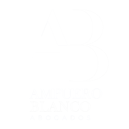 Logotipo vertical de Ampuero Blanco Abogados en blanco