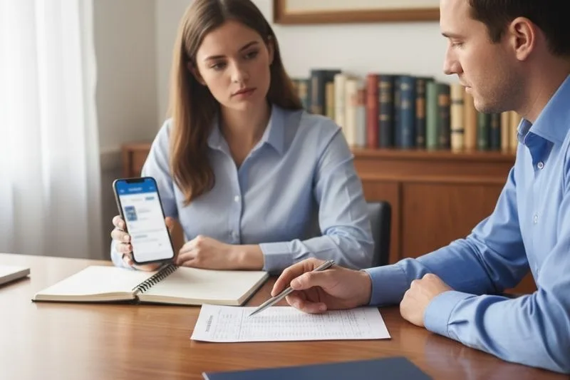 Abogado revisando documentación de fraude Bizum en una consulta por estafa