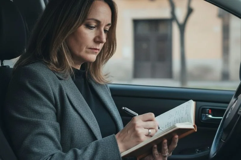 Persona anotando detalles tras una amenaza verbal