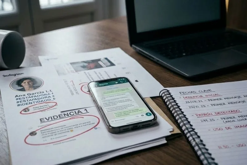 Capturas y móvil en un caso de suplantación de identidad en internet