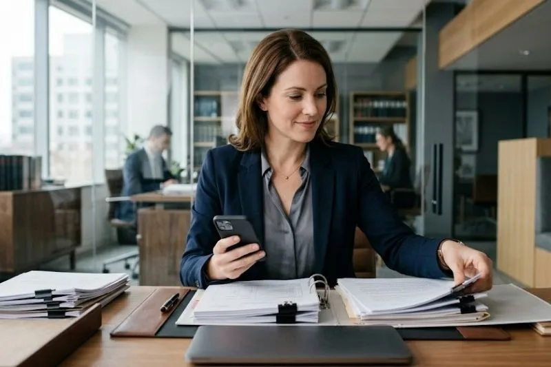 Persona preparando documentación para denunciar una suplantación de identidad por WhatsApp