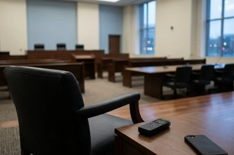 Dispositivo de audio en primer plano para ilustrar si puede una grabación ser prueba en un juicio penal