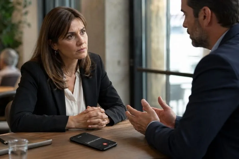 Grabar a una persona sin su consentimiento durante una conversación con un móvil sobre la mesa