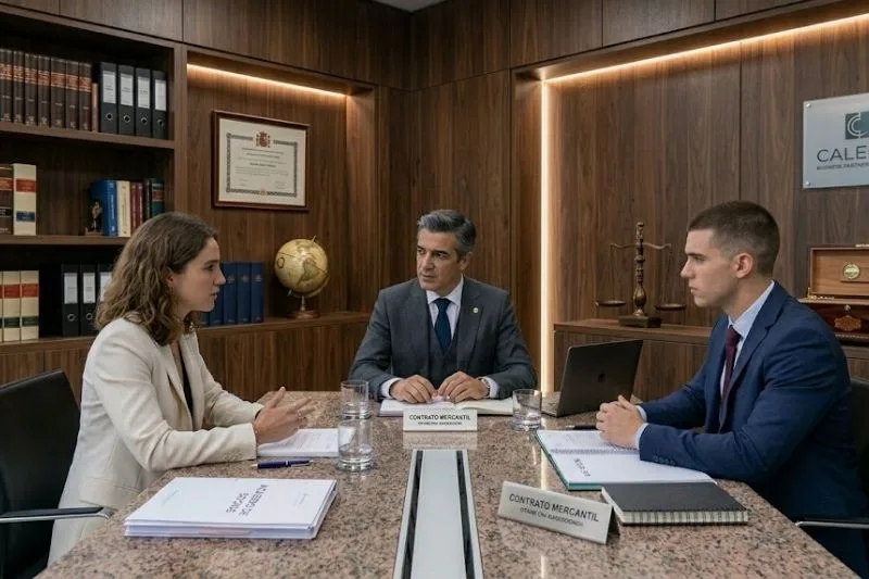 Documentación societaria sobre una mesa durante una reunión de mediación empresarial