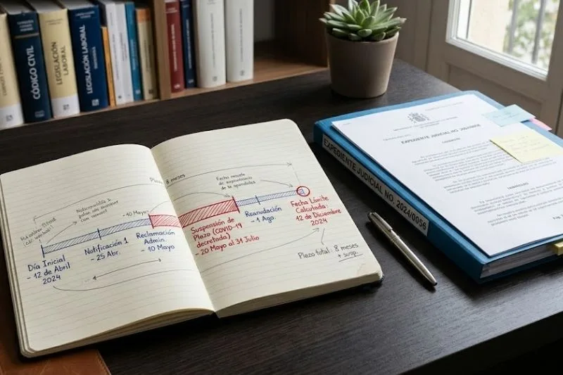 plazo prescripcion delito espana - ¿Cuándo prescribe un delito en España? Guía clara para entender los plazos Línea temporal sobre una mesa de despacho para explicar cuándo prescribe un delito en España