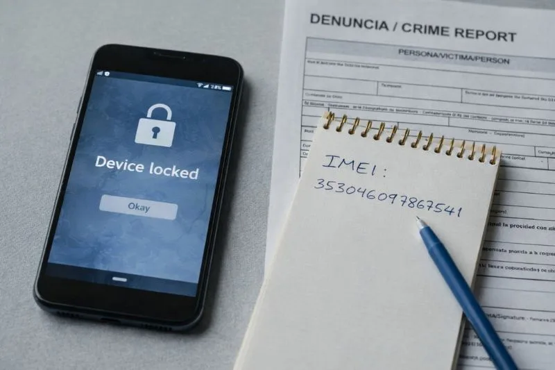 Bloqueo del dispositivo y anotación del IMEI tras un robo de móvil