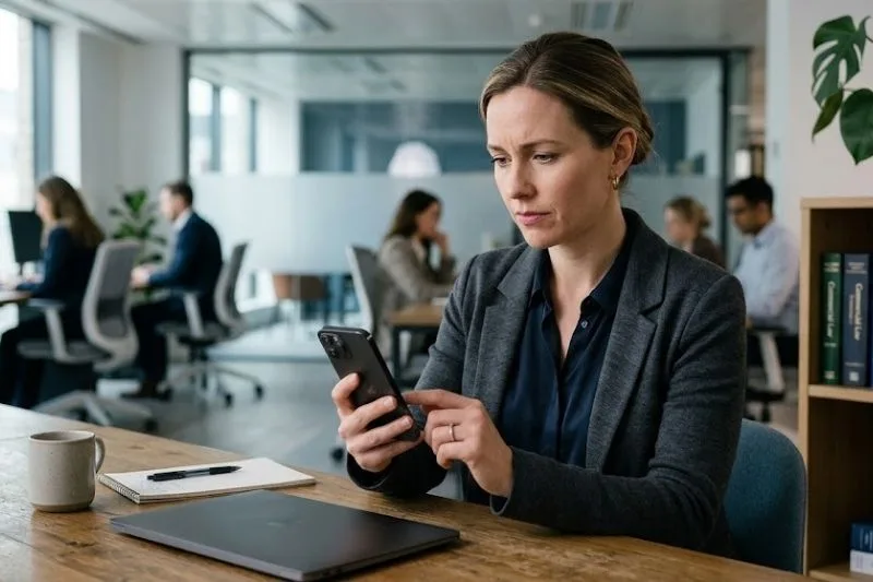 suplantacion identidad whatsapp movil - Blog Persona mirando un móvil ante un caso de suplantación de identidad por WhatsApp